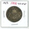 Image 1 : 1953 SD NSF Canadian Silver half-dollar