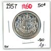 Image 1 : 1957 Canadian Silver half-dollar (KW- .80 Ag)