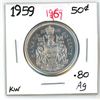 Image 1 : 1959 Canadian Silver Half-dollar (KW-.80 Ag)
