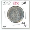 Image 1 : 1959 Canadian Silver Half-dollar (KW-.80 Ag)