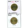 Image 1 : Lot of 2 (2013 die doubling and 2015) Canadian Loonie