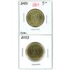 Image 1 : Lot of 2 (2013 and 2015 circ.) Canadian Loonies