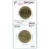 Image 1 : Lot of 2 ( 2016 circ. And 1867-2017 connecting a Nation) Canadian Loonies