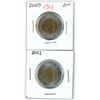 Image 1 : Lot of 2 (2009 and 2011) Canadian Toonies