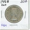 Image 1 : 1958 Canadian 50 cents; Dot, Silver