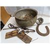 Image 1 : antique bowl , rat traps , vermin traps , horse shoe