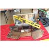 Image 1 : Carpenter tool box, belt and assorted tools