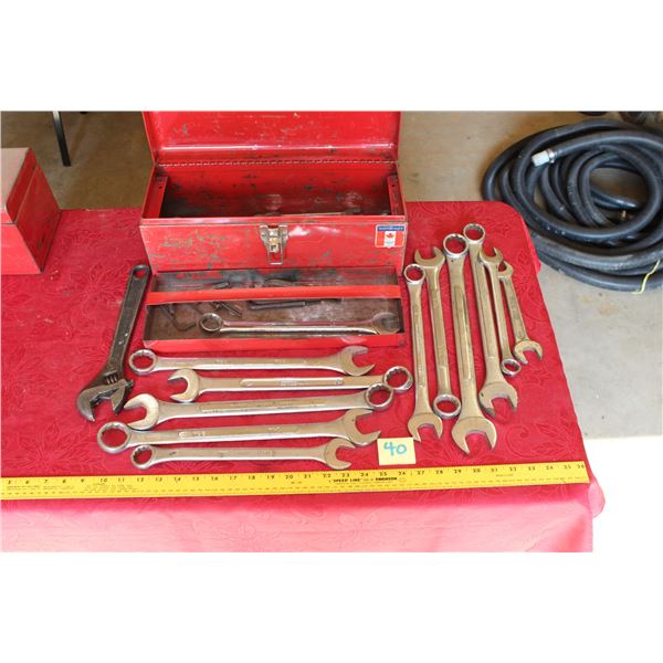 Tool box and assorted wrenches