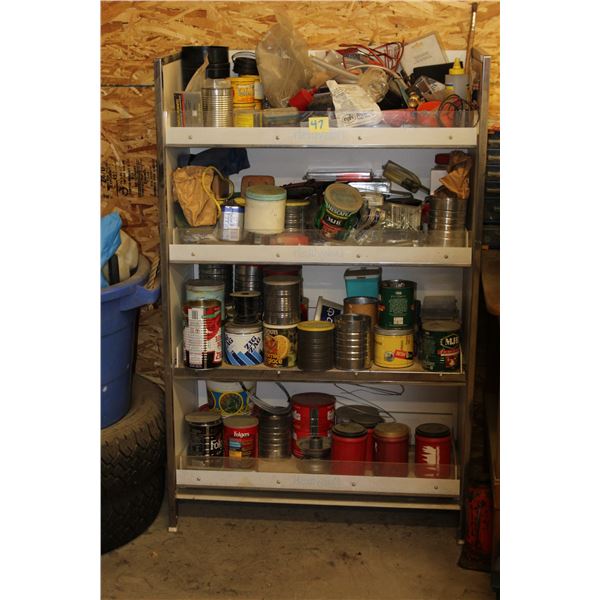 Stand with large quantity of shop supplies