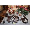 Image 1 : Wrought Iron wall candle holders and assorted Christmas decorations