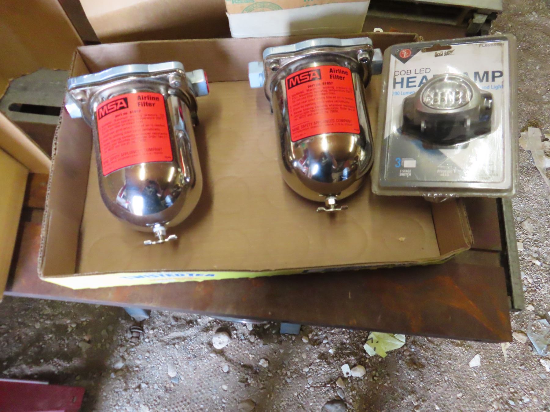 two MSA airline filters and a head lamp - Schmalz Auctions