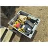 Image 1 : tote of electric fence supplies - wiring, brackets and powerbox