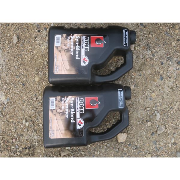 two 5 litre jugs of summer chain oil