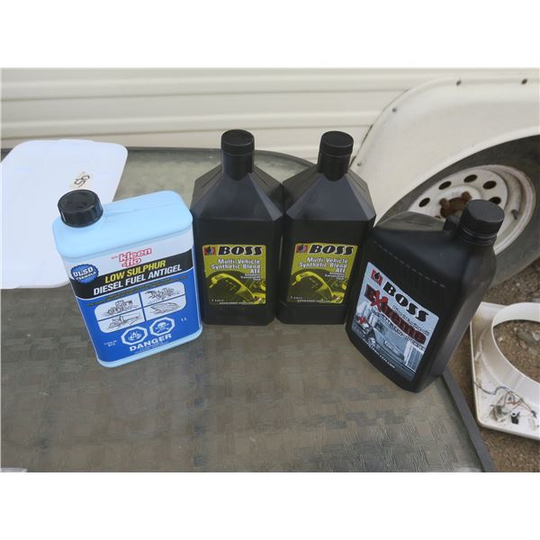 4 1litre diesel fuel anitgel 8 1litre bottles of ATF 10 5litre SAE 15W-40 CK-4