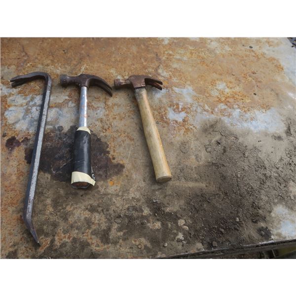 2 hammers and one crow bar