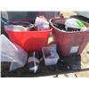 Image 1 : two totes of assorted hardware and spray cans