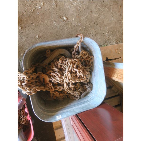 metal bucket of chains