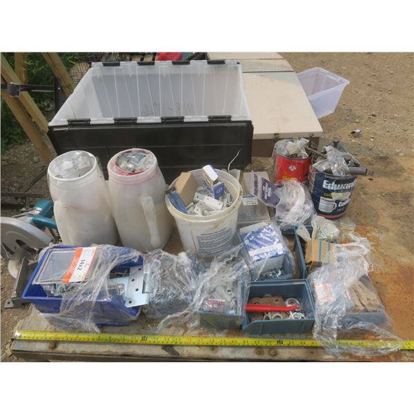 tote of assorted hardware