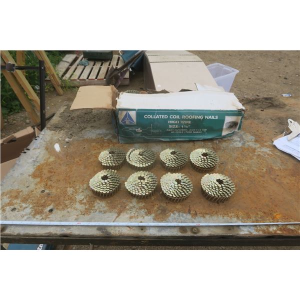 box of collated coil roofing nails 1-1/4"