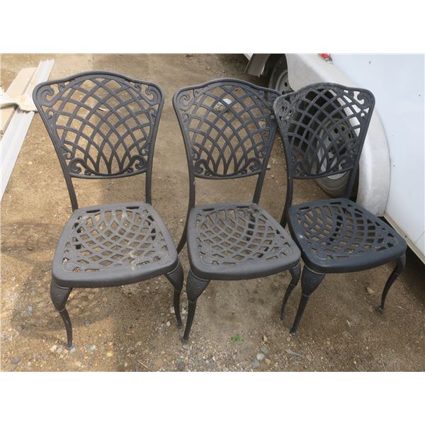 3 cast iron patio chairs