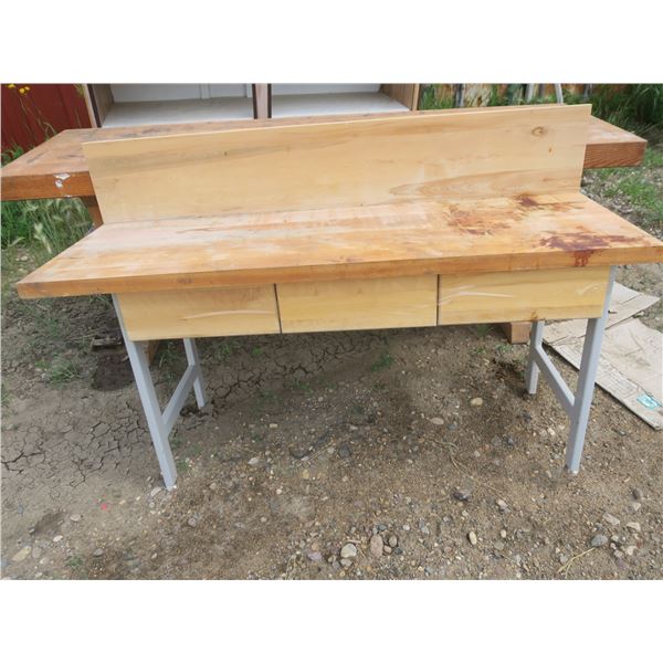shop table 5ft with 3 drawers