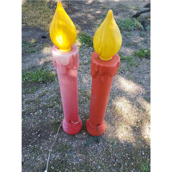 Pair of vintage Noel candle blow molds