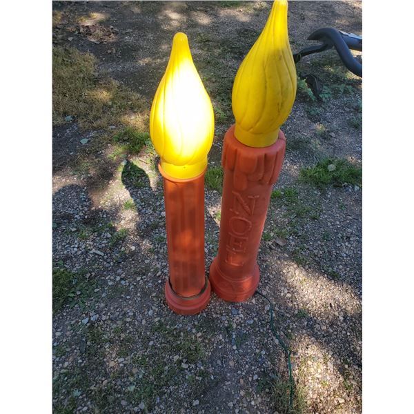 Pair of vintage Noel candle blow molds