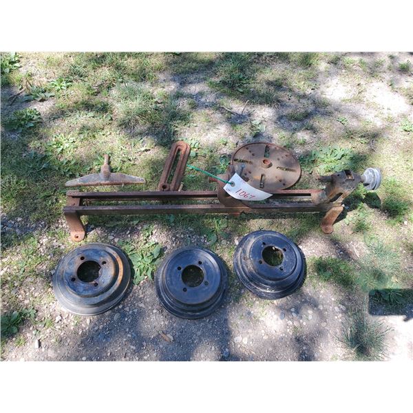 Smaller beaver wood lathe with pullies, etc.