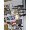 Image 3 : tote of assorted painters supplies - brushes, etc.