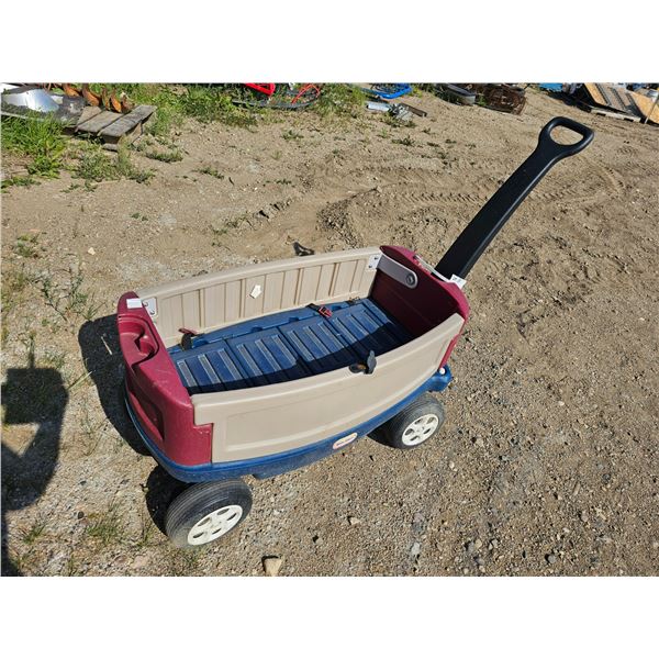 Little Tikes wagon, adjustable seating, converts into bench, has hole for umbrella