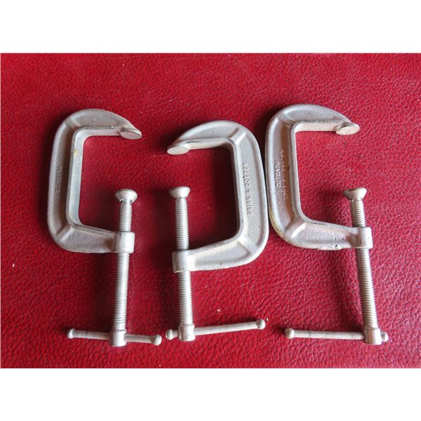three 3" C-clamps
