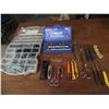 Image 1 : Quantity of screws in case, Westward 11 pc 3/8 socket set, assortment of knives and scissors.