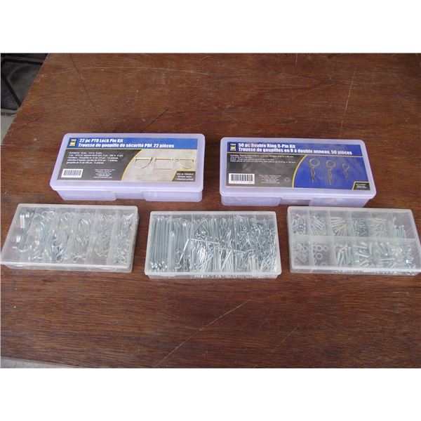 Assortment of pins, 4 boxes, and bolt/screw kit.