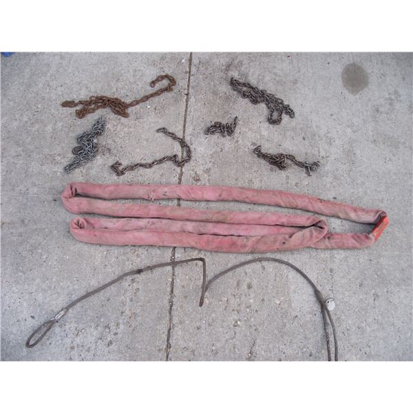 Qty of slings and short lifting chains (6)