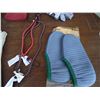 Image 3 : 7 Pairs of assorted gloves, 1 pair of rubber boot liners (new), and 4 bunge cords.