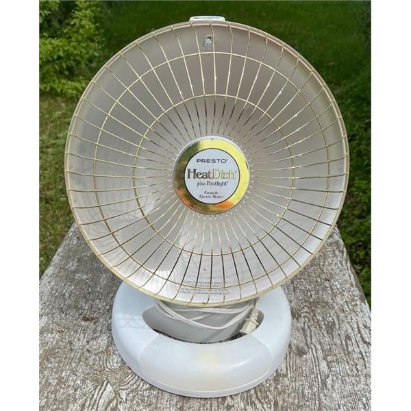 Portable Presto heat dish plus footlight electric shop heater - working