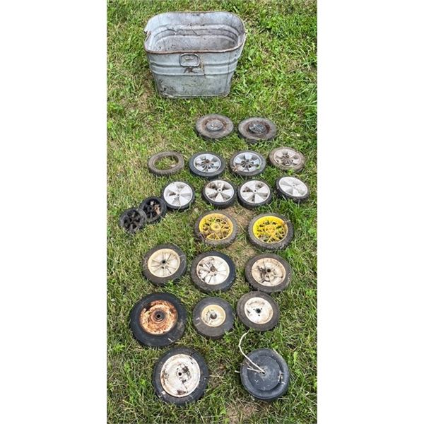 Mower or wagon wheels & square tub