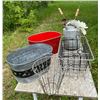 Image 1 : Watering can, 2 tubs & wire baskets