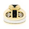 Image 7 : Vintage Unisex 18k Gold & Platinum Large Rectangular Black Onyx Step Design Ring