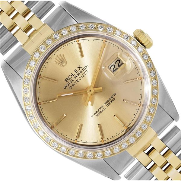 Rolex 36MM 2Tone 18K Yellow Gold Diamond Bezel Datejust With Rolex Box