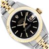 Image 1 : Rolex Ladies 18K Two Tone Gold And Steel Black Index 18K Yellow Gold Fluted Beze