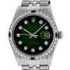 Image 1 : Rolex 36MM Stainless Steel Green Vignette Diamond And Emerald Datejust Wristwatc