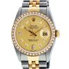 Image 1 : Rolex Mens Two Tone Yellow Gold And Stainless Steel Champagne Diamond 36MM Datej