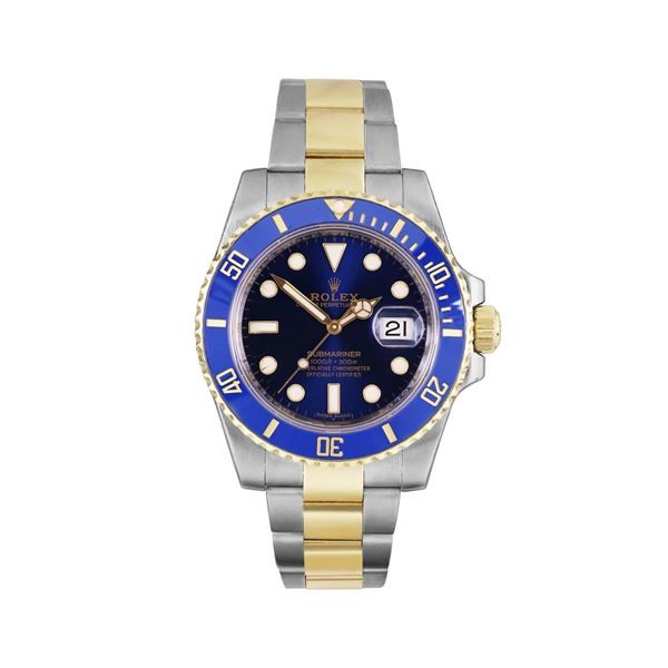 Rolex Mens Two Tone 18K Yellow Gold And Steel Blue Ceramic With Rolex Box