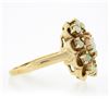 Image 5 : Estate Solid 14K Yellow Gold Round Cabochon Prong Set Opal Cluster Flower Ring