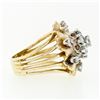 Image 5 : Vintage 14K TT Gold 1.67 ctw Round Brilliant Diamond Cluster Flower Cocktail Rin