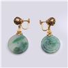 Pair of 14k Yellow Gold & Jadeite Earrings