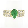 Image 1 : 18k Yellow Gold 3.06 ctw Pear Prong Emerald Solitaire Pave Diamond Engagement Ri
