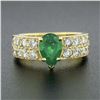 Image 2 : 18k Yellow Gold 3.06 ctw Pear Prong Emerald Solitaire Pave Diamond Engagement Ri