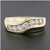 Image 2 : Men's 14K Yellow Gold 1.10 ctw Round Brilliant Channel Set Diamond Wavy Band Rin